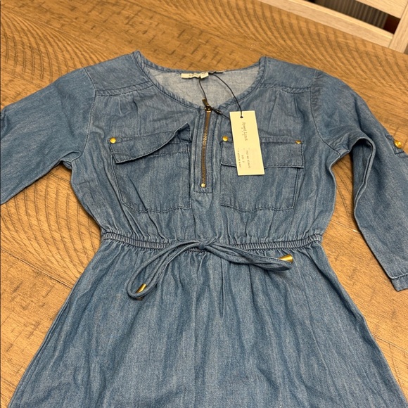 Stylish Blue Denim Kids Dress - Picture 2 of 5